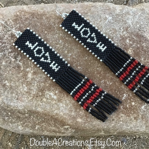 LOVE Beaded Earrings with Fringe - Picture 8 of 9